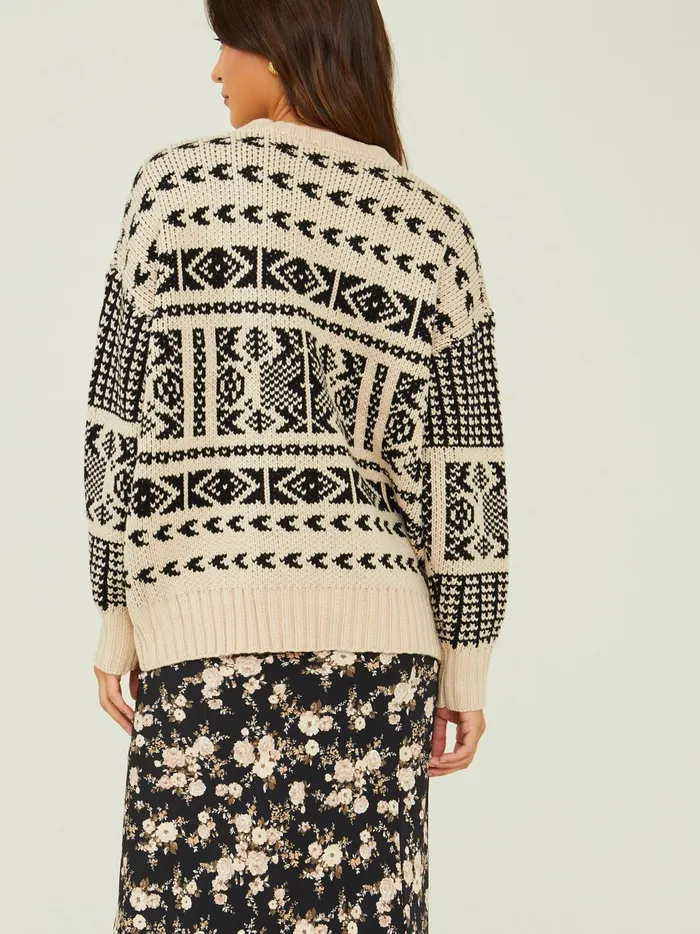 Women Altar039d State Sweaters Kya Fair Isle Sweater Creamblack