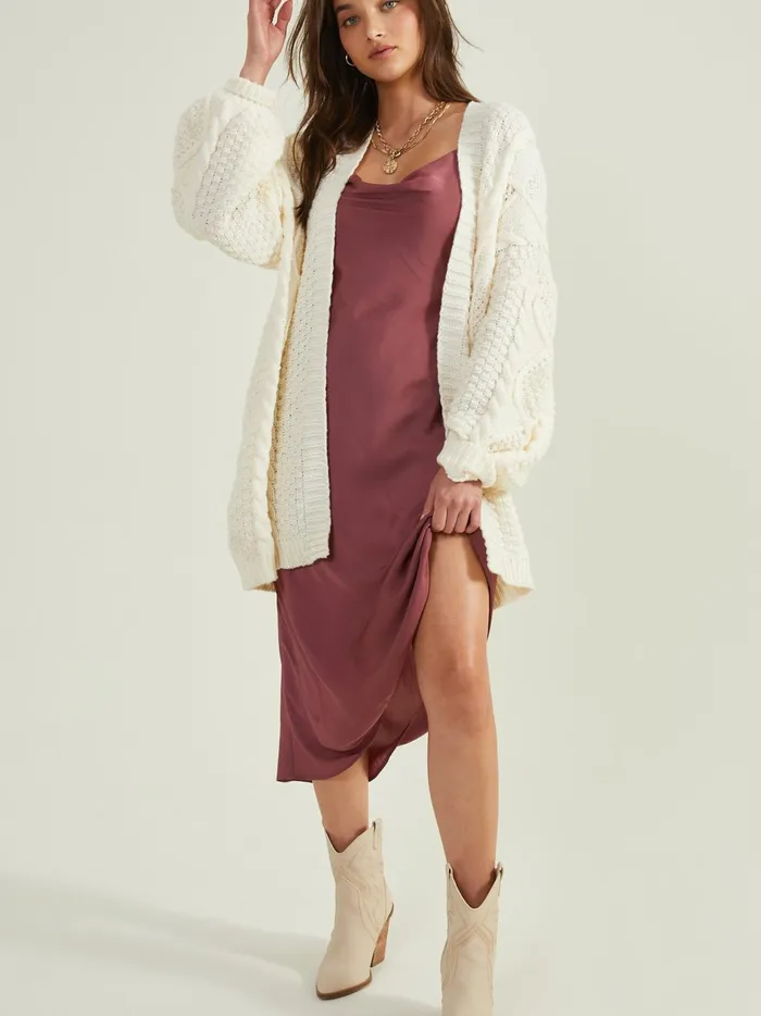 Women Altar039d State Sweaters Serenity Cable Knit Oversized Cardigan Cream