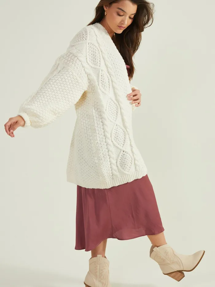 Women Altar039d State Sweaters Serenity Cable Knit Oversized Cardigan Cream