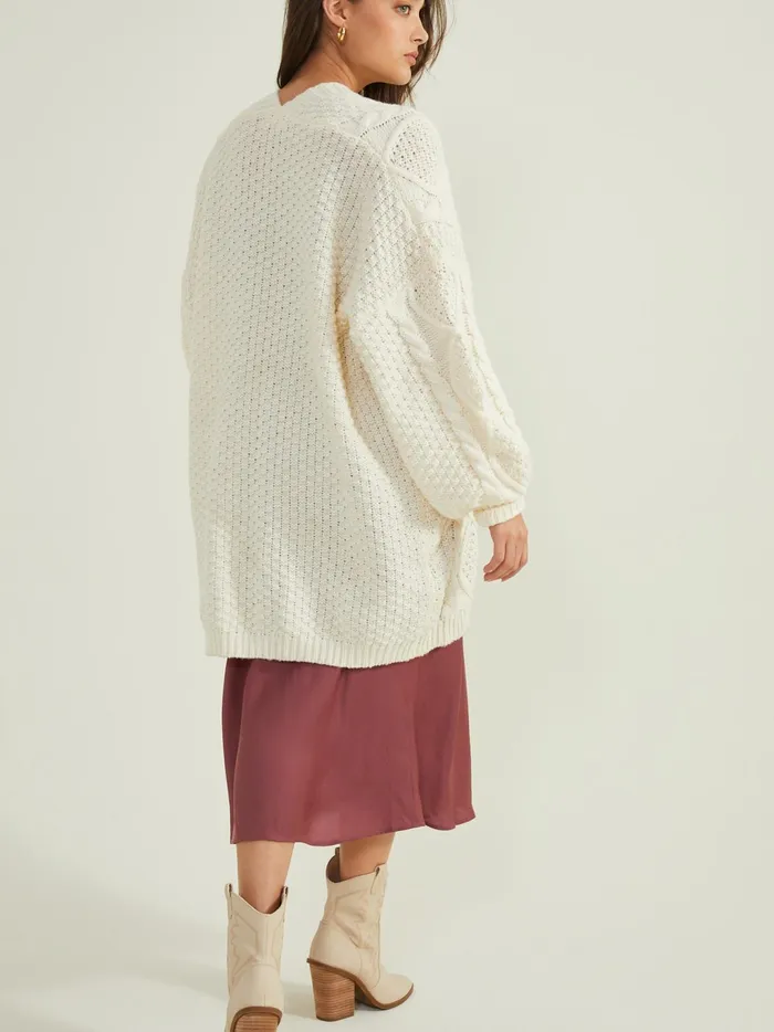 Women Altar039d State Sweaters Serenity Cable Knit Oversized Cardigan Cream