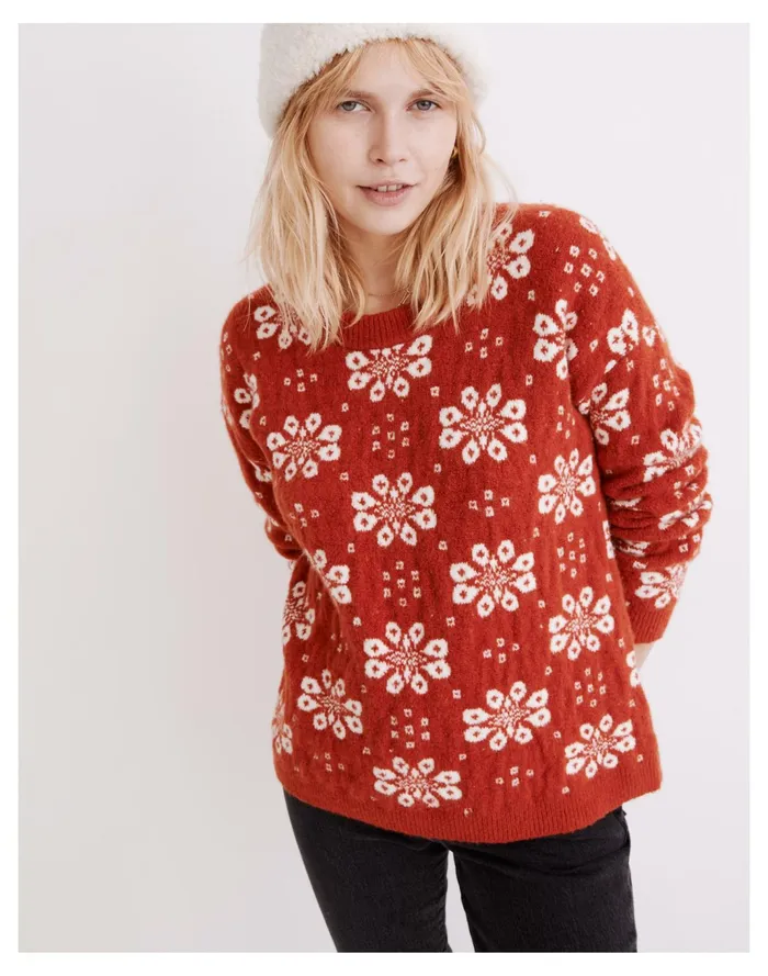 Women Althen Patterned Pullover Sweater Antique Cream Madewell Sweaters