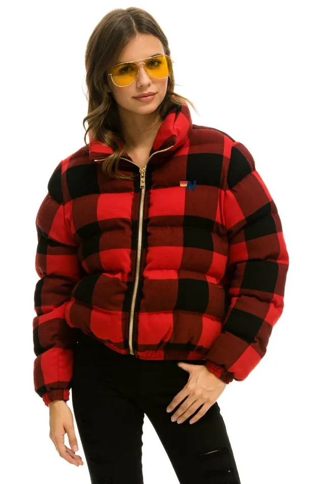 Women APRES PLAID PUFFER JACKET 8211 BUFFALO PLAID Aviator Nation