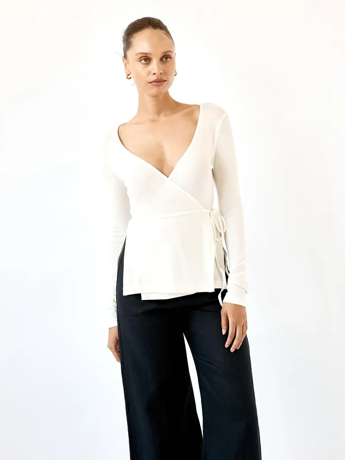 Women Arnsdorf 8211 Misty Wrap Top In White The UNDONE Tops