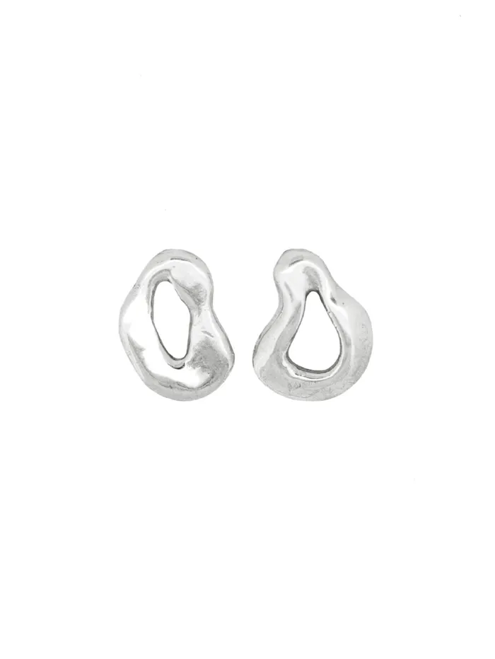 Women Artefact 8211 Large Organic Studs In Silver The UNDONE Earrings
