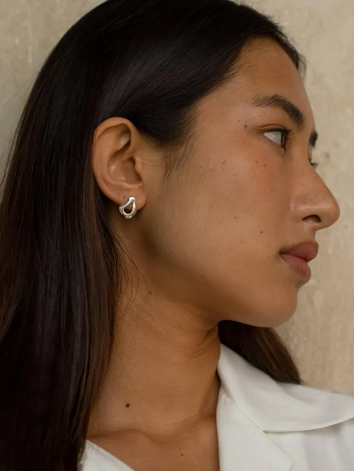 Women Artefact 8211 Large Organic Studs In Silver The UNDONE Earrings