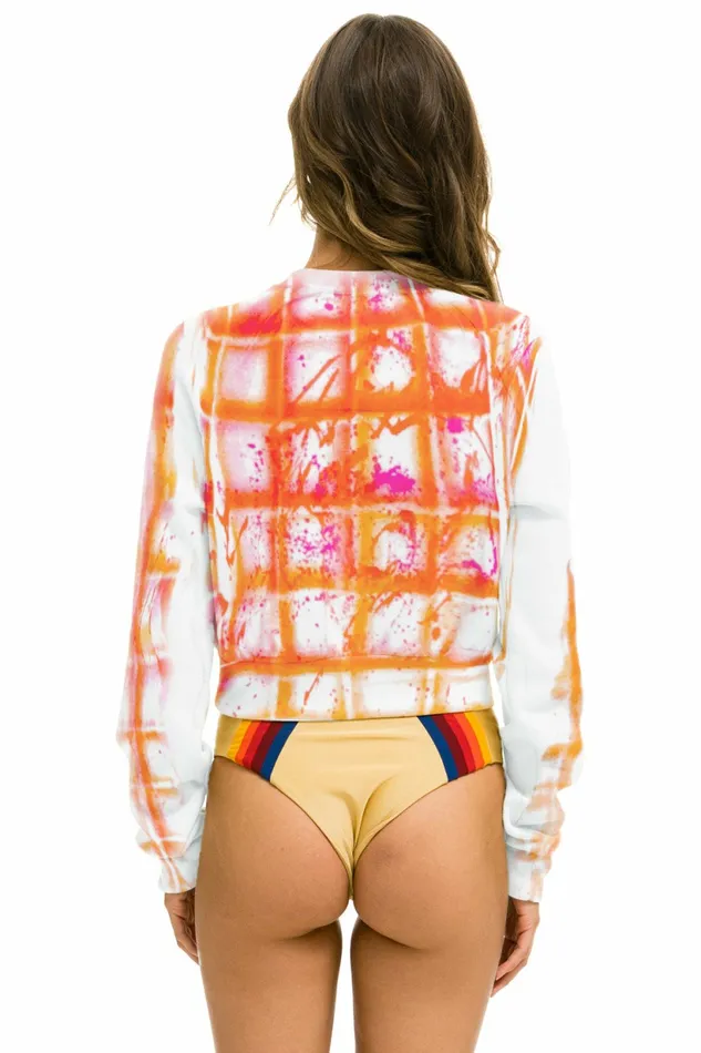 Women ARTIST COLLECTION CROPPED CREW SWEATSHIRT 8211 NEON RED ORANGE GRID Aviator Nation UnisexCrewSweatshirt Women ARTIST COLLECTION CROPPED CREW SWEATSHIRT 8211 NEON RED ORANGE GRID Aviator Nation UnisexCrewSweatshirt