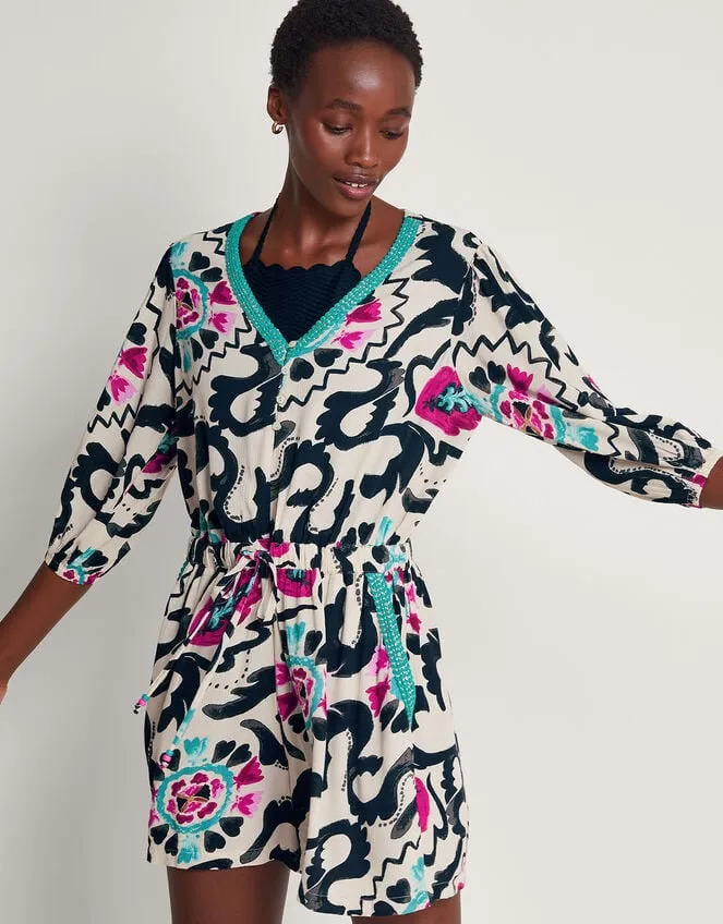 Women Avelle Print Playsuit Black Monsoon Beachwear and Swimwear