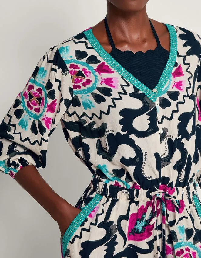 Women Avelle Print Playsuit Black Monsoon Beachwear and Swimwear