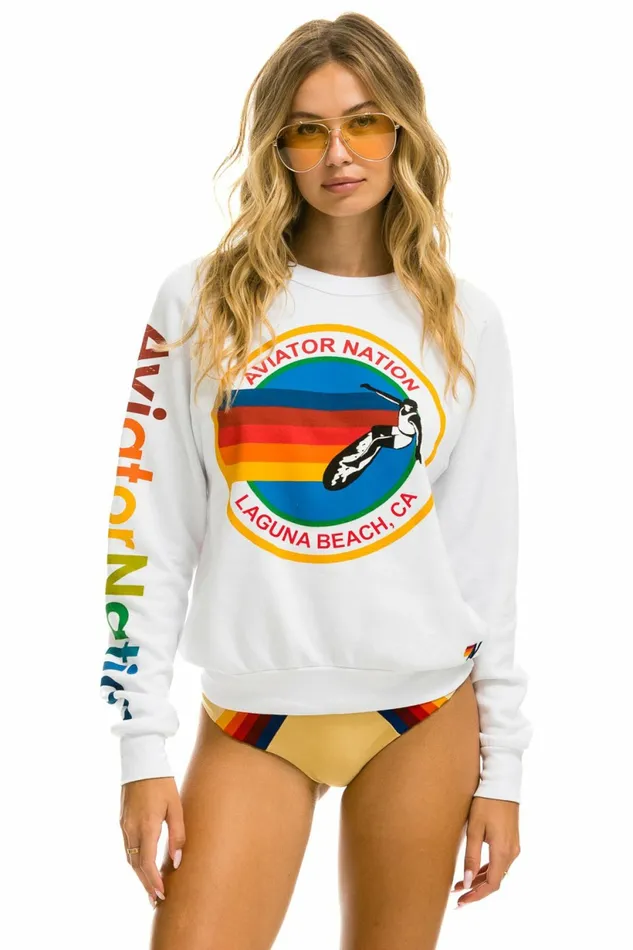Women AVIATOR NATION LAGUNA BEACH SWEATSHIRT 8211 WHITE Aviator Nation UnisexCrewSweatshirt Women AVIATOR NATION LAGUNA BEACH SWEATSHIRT 8211 WHITE Aviator Nation UnisexCrewSweatshirt