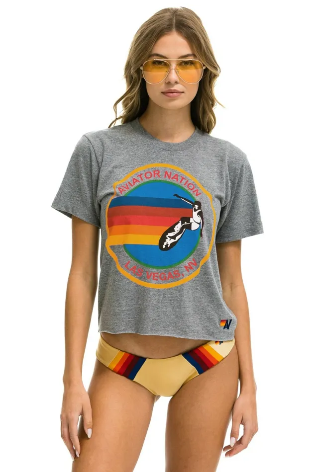 Women AVIATOR NATION LAS VEGAS BOYFRIEND TEE 8211 HEATHER GREY Aviator Nation UnisexTees Women AVIATOR NATION LAS VEGAS BOYFRIEND TEE 8211 HEATHER GREY Aviator Nation UnisexTees