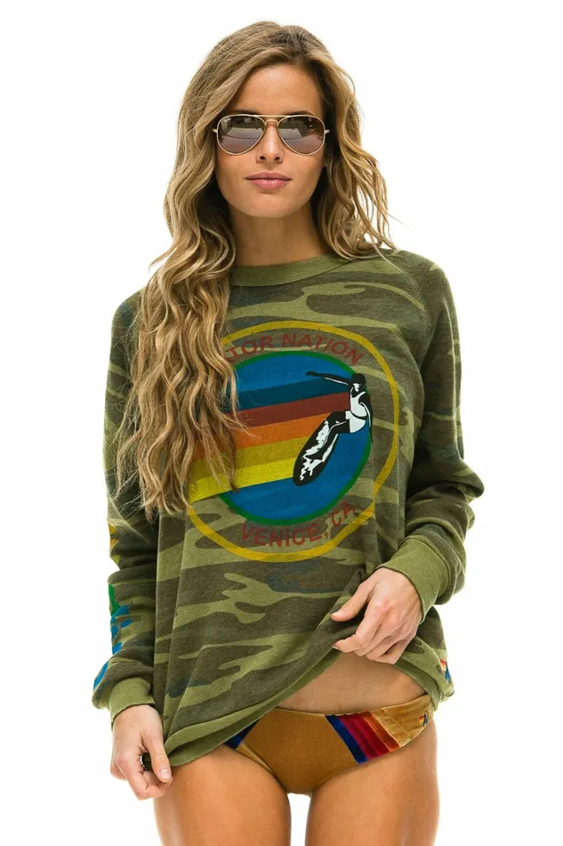 Women AVIATOR NATION LAS VEGAS SWEATSHIRT 8211 CAMO Aviator Nation UnisexCrewSweatshirt Women AVIATOR NATION LAS VEGAS SWEATSHIRT 8211 CAMO Aviator Nation UnisexCrewSweatshirt