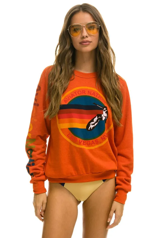 Women AVIATOR NATION LAS VEGAS SWEATSHIRT 8211 ORANGE Aviator Nation UnisexCrewSweatshirt Women AVIATOR NATION LAS VEGAS SWEATSHIRT 8211 ORANGE Aviator Nation UnisexCrewSweatshirt