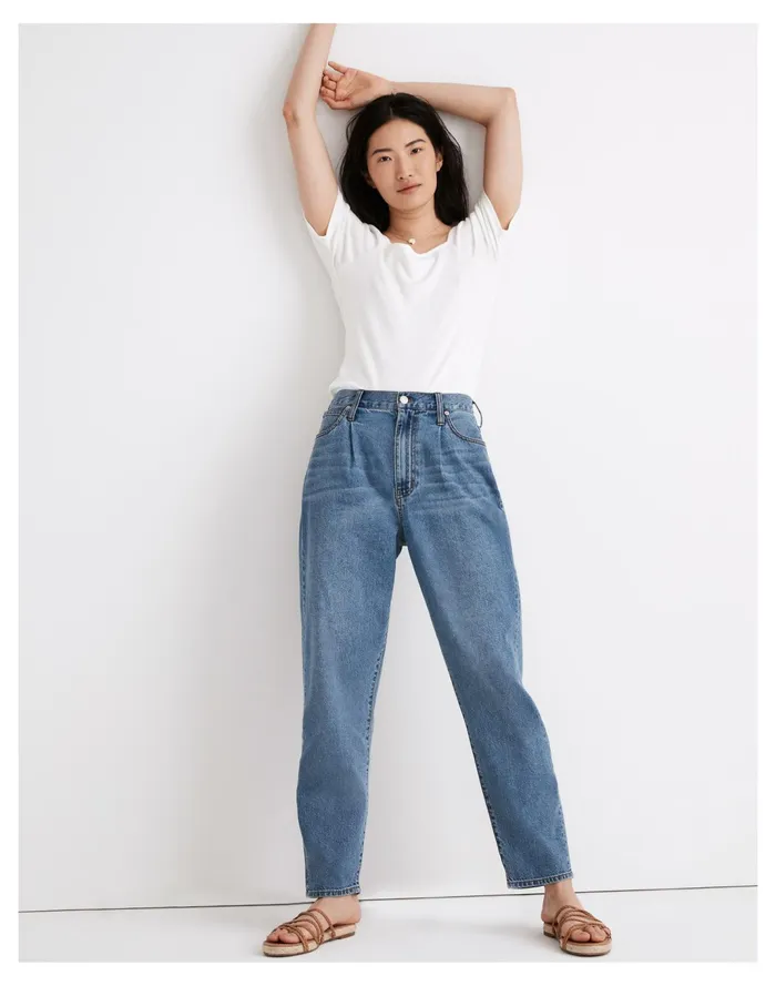 Women Baggy Tapered Jeans In Jewell Wash Jewell Wash Madewell Jeans