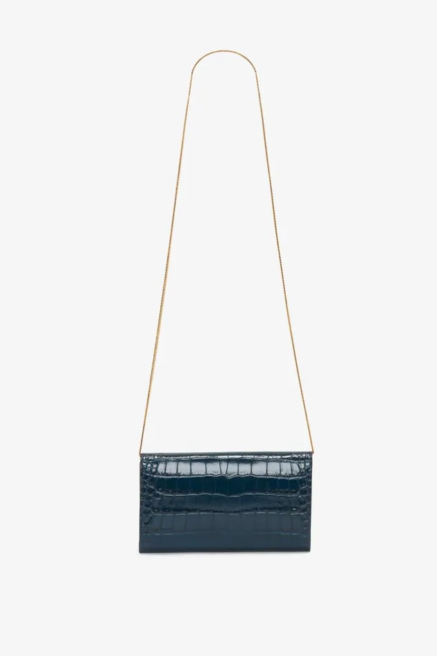 Women Bags Victoria Beckham Wallet On Chain In Midnight CrocEffect Leather