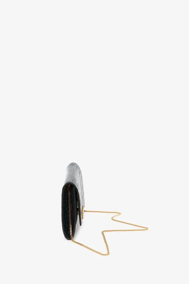 Women Bags Victoria Beckham Wallet On Chain In Midnight CrocEffect Leather