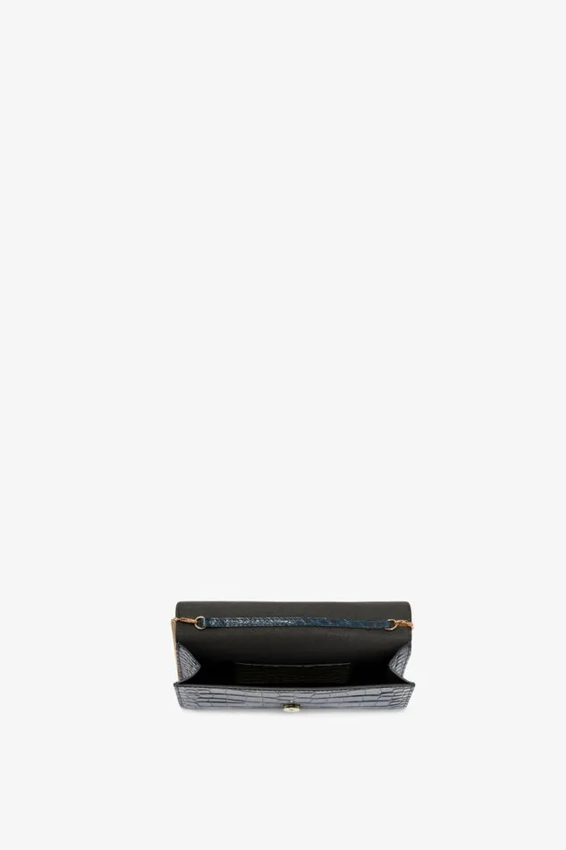 Women Bags Victoria Beckham Wallet On Chain In Midnight CrocEffect Leather