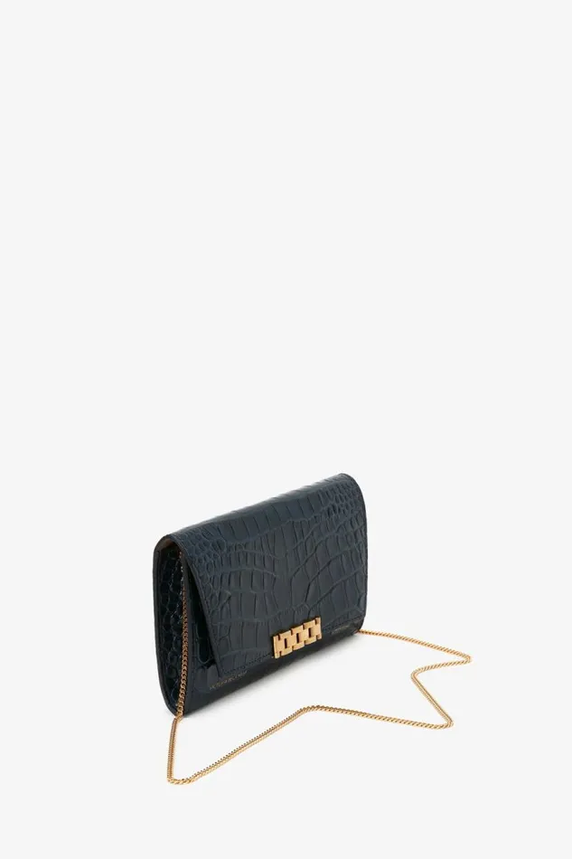Women Bags Victoria Beckham Wallet On Chain In Midnight CrocEffect Leather