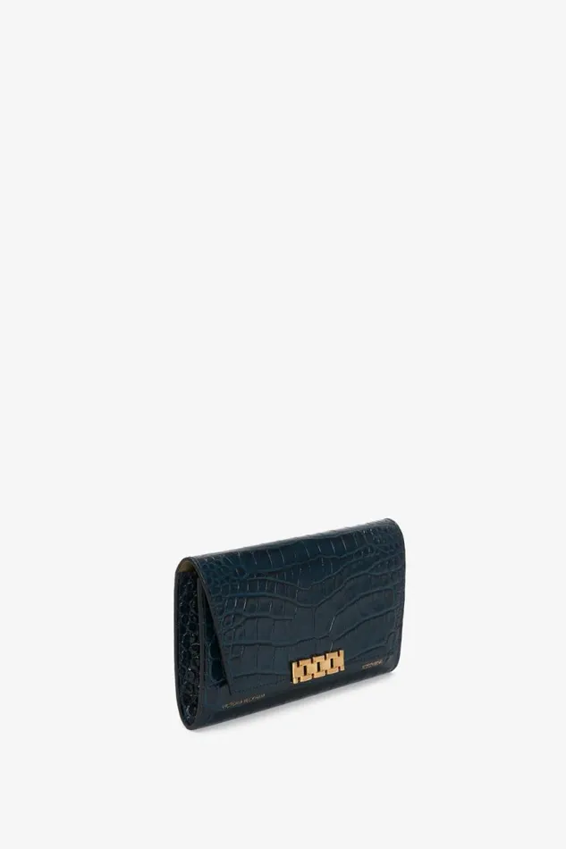 Women Bags Victoria Beckham Wallet On Chain In Midnight CrocEffect Leather