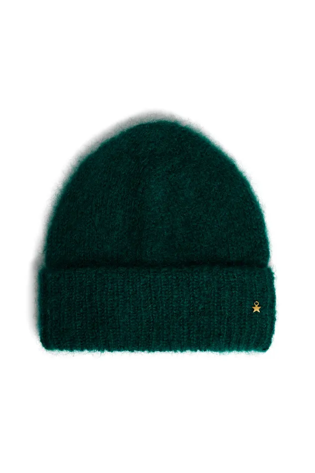 Women Beanie Hat Alou Epicea Bonnet Mohair Vert Fonc Des Petits Hauts Scarves and Beanies