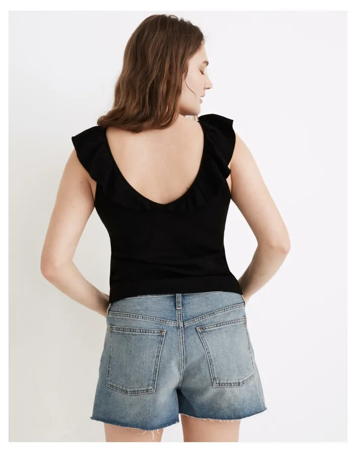 Women Belhaven Ruffle Sweater Tank True Black Madewell Sweaters Women Belhaven Ruffle Sweater Tank True Black Madewell Sweaters