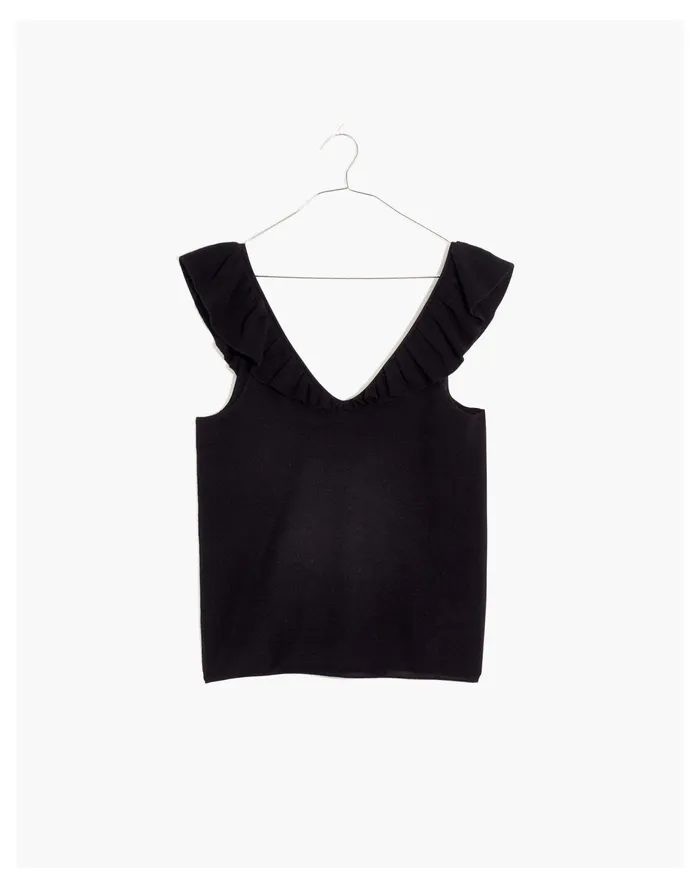 Women Belhaven Ruffle Sweater Tank True Black Madewell Sweaters Women Belhaven Ruffle Sweater Tank True Black Madewell Sweaters