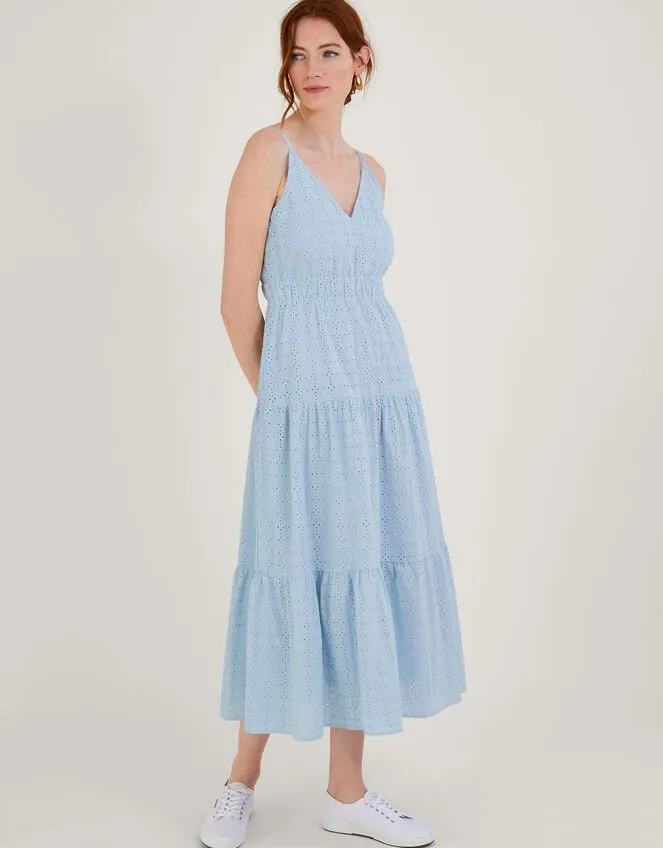 Women Belle Broderie Tiered Dress Blue Monsoon Dresses
