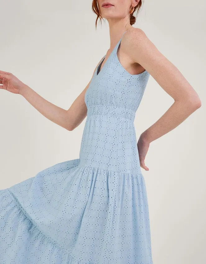 Women Belle Broderie Tiered Dress Blue Monsoon Dresses