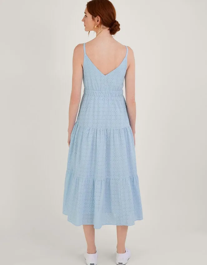 Women Belle Broderie Tiered Dress Blue Monsoon Dresses