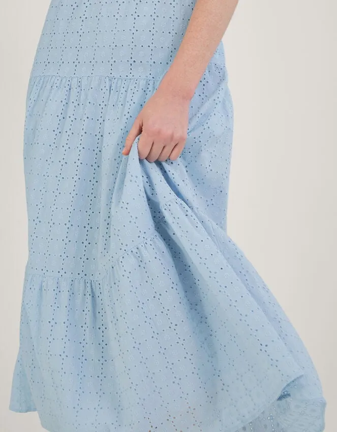 Women Belle Broderie Tiered Dress Blue Monsoon Dresses