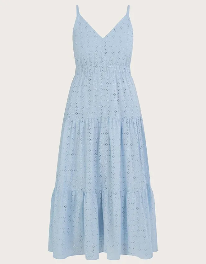 Women Belle Broderie Tiered Dress Blue Monsoon Dresses