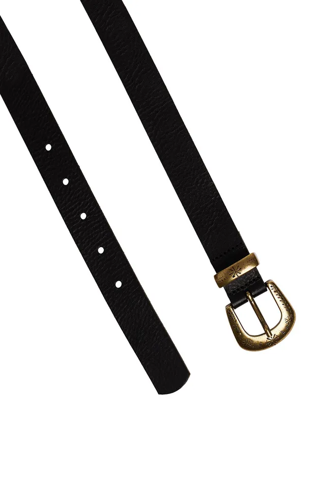 Women Belt Neriette Noir Ceinture Cuir Noir Des Petits Hauts Belts