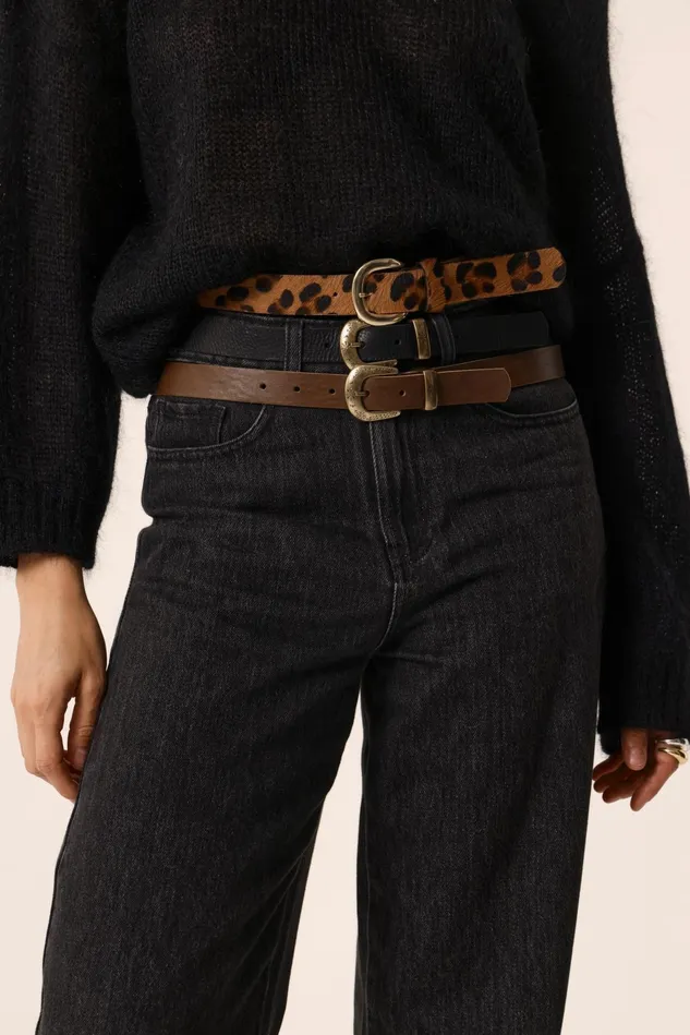 Women Belt Neriette Noir Ceinture Cuir Noir Des Petits Hauts Belts