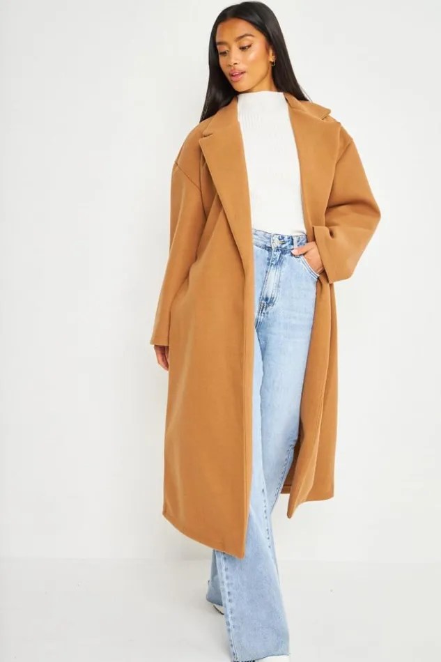 Women Belted Coat In Beige Beige Brentiny Paris Coats