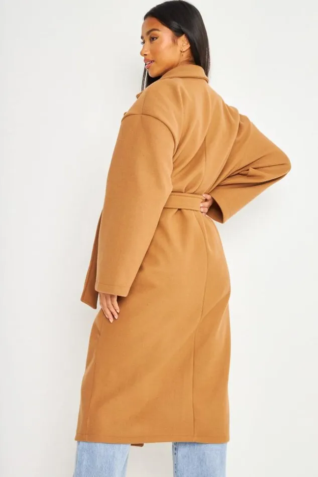 Women Belted Coat In Beige Beige Brentiny Paris Coats