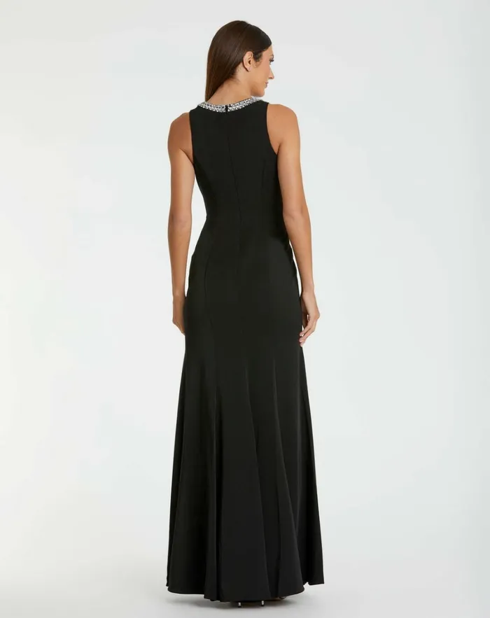 Women Best Sellers Mac Duggal Black Embellished Neck Trumpet Gown Black