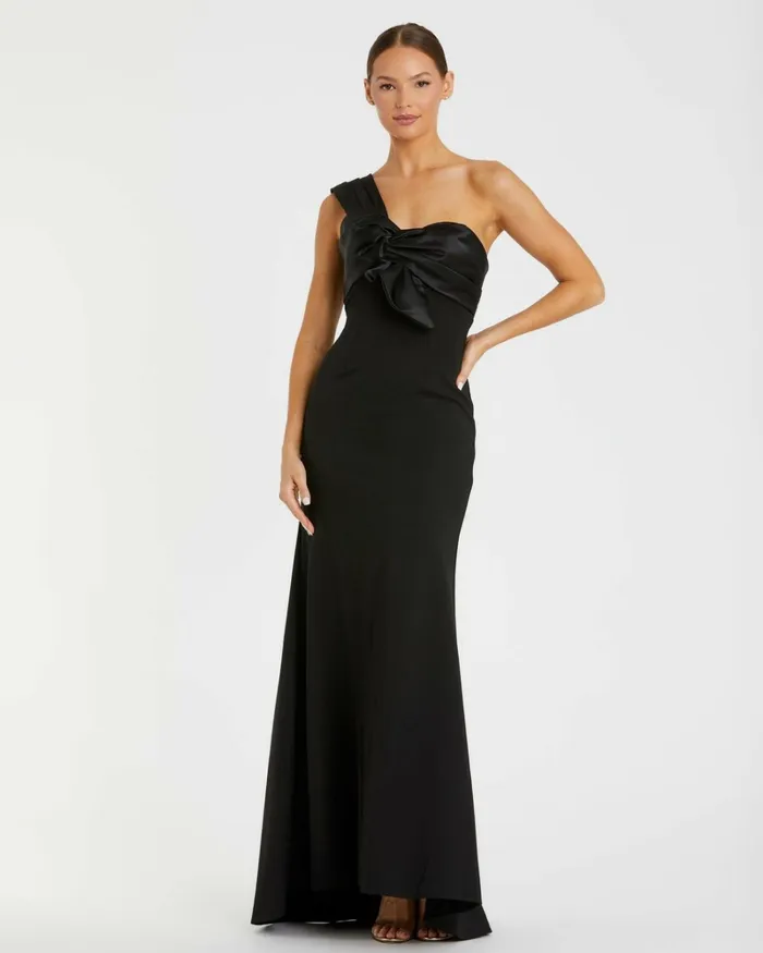 Women Best Sellers Mac Duggal One Shoulder Draped Trumpet Gown Black
