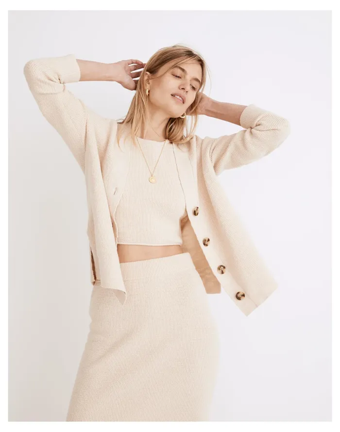 Women Birchmoor Cardigan Sweater Heather Oatmeal Madewell Sweaters