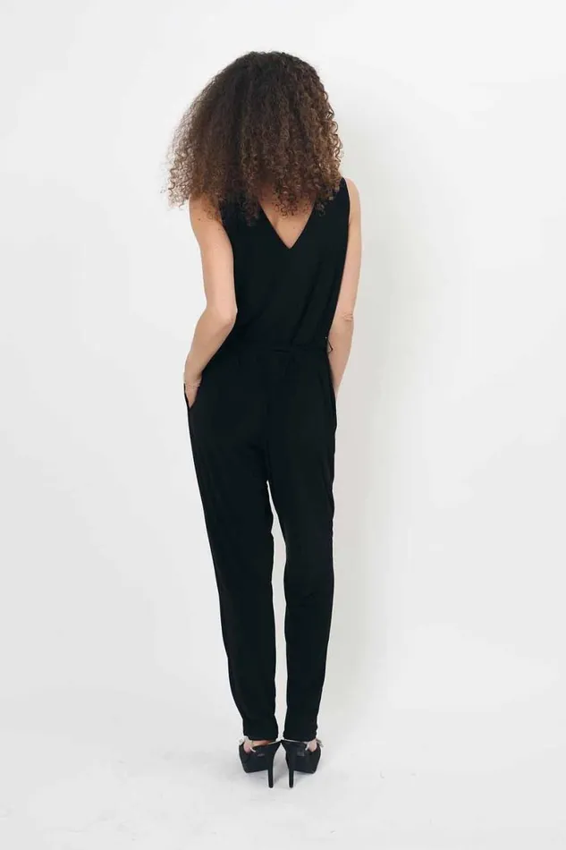 Women Black Julianna Cowl Neck Diamante Jumpsuit Roman Jumpsuits and Playsuits