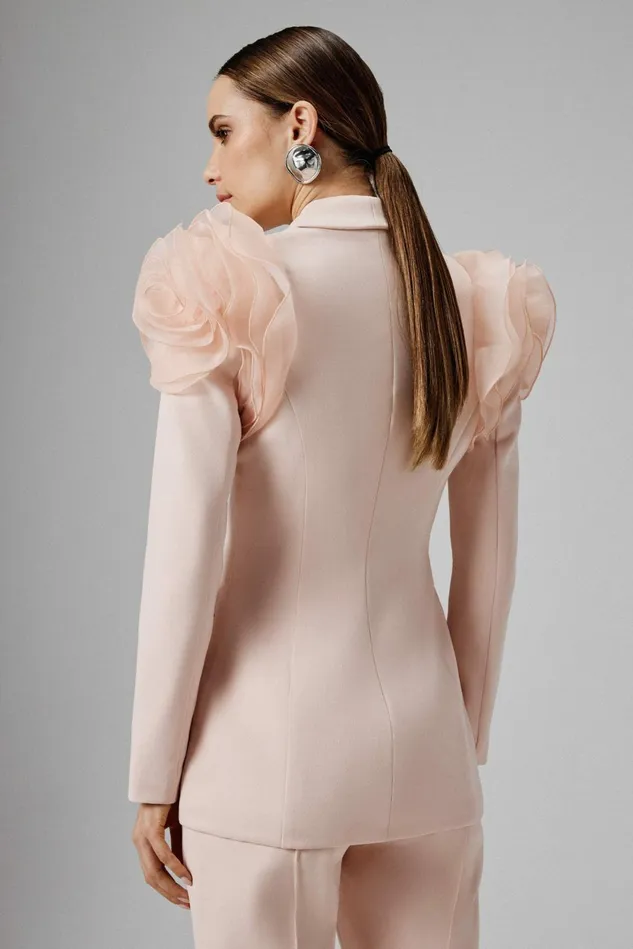 Women Blazers Lavish Alice IVY Organza Rose Sleeve Blazer In Light Pink Light Pink