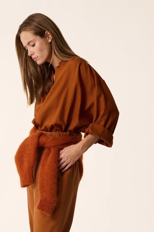 Women Blouse Rudy Ecureuil Blouse Coton Marron Chaud Des Petits Hauts Blouses Shirts and Tops