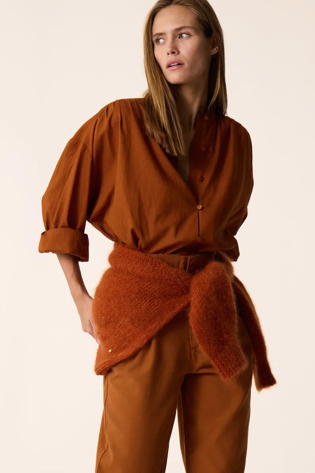 Women Blouse Rudy Ecureuil Blouse Coton Marron Chaud Des Petits Hauts Blouses Shirts and Tops