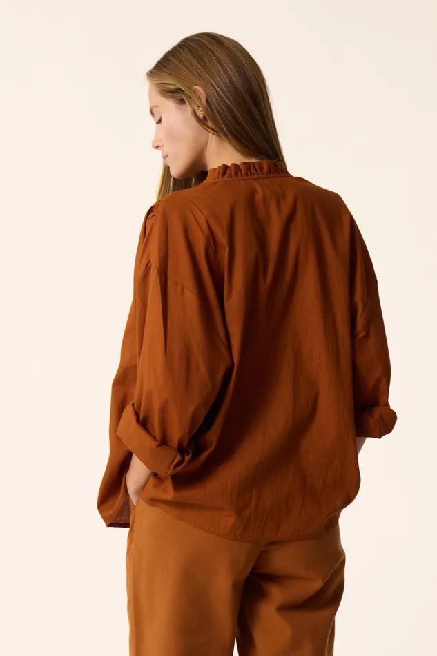 Women Blouse Rudy Ecureuil Blouse Coton Marron Chaud Des Petits Hauts Blouses Shirts and Tops