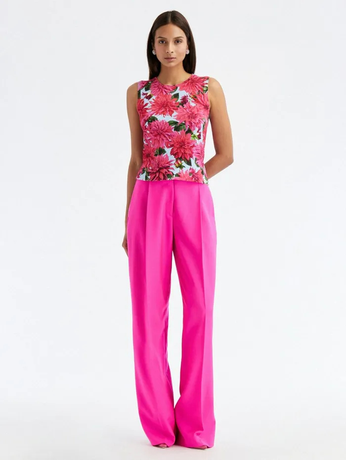 Women Blouses and Knits Oscar De La Renta Dahlia Printed Tank Fuchsiablue Women Blouses and Knits Oscar De La Renta Dahlia Printed Tank Fuchsiablue