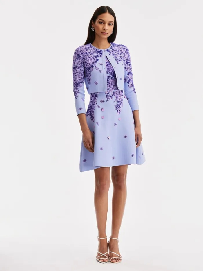 Women Blouses and Knits Oscar De La Renta Degrad Lilac Jacquard Cropped Cardigan Lilacblue Women Blouses and Knits Oscar De La Renta Degrad Lilac Jacquard Cropped Cardigan Lilacblue