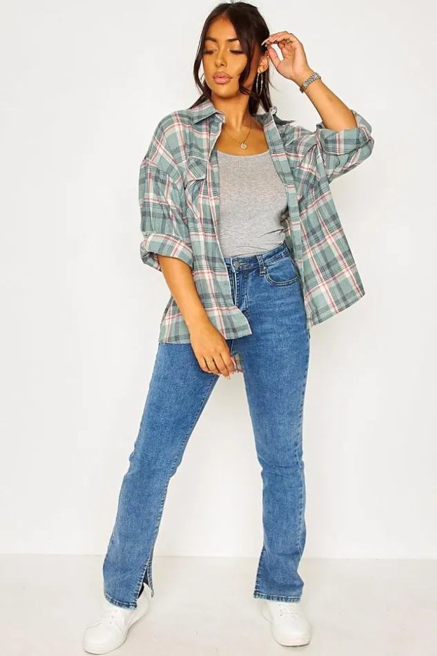 Women Blue Jeans With Split Hem Inside The Ankle Blue Brentiny Paris Jeans
