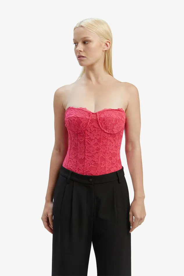 Women Bodysuits Bardot Oskar Bodysuit In Hot Pink Hot Pink
