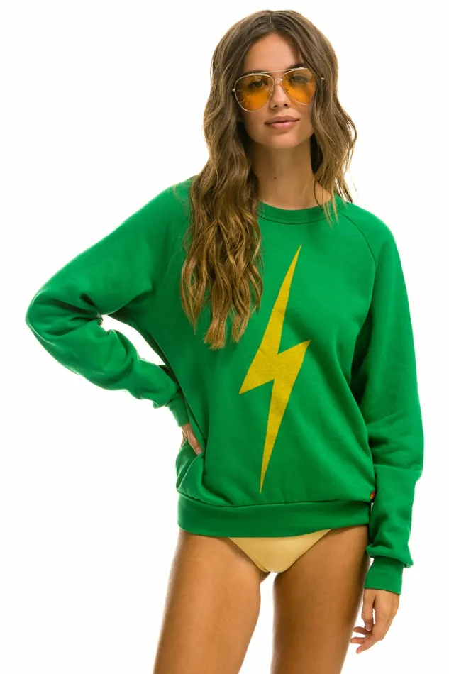 Women BOLT CREW SWEATSHIRT 8211 KELLY GREEN Aviator Nation UnisexCrewSweatshirt