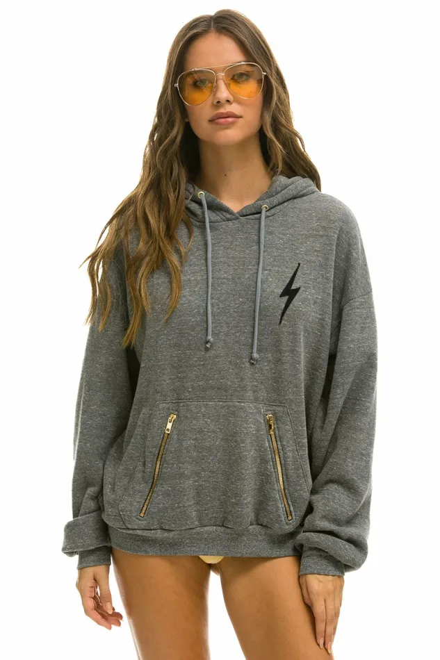 Women BOLT STITCH RELAXED PULLOVER HOODIE W POCKET ZIPPERS 8211 HEATHER BLACK Aviator Nation BoltCollection Women BOLT STITCH RELAXED PULLOVER HOODIE W POCKET ZIPPERS 8211 HEATHER BLACK Aviator Nation BoltCollection