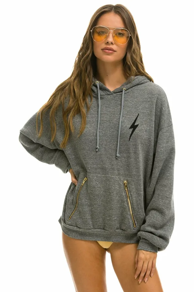 Women BOLT STITCH RELAXED PULLOVER HOODIE W POCKET ZIPPERS 8211 HEATHER BLACK Aviator Nation BoltCollection Women BOLT STITCH RELAXED PULLOVER HOODIE W POCKET ZIPPERS 8211 HEATHER BLACK Aviator Nation BoltCollection