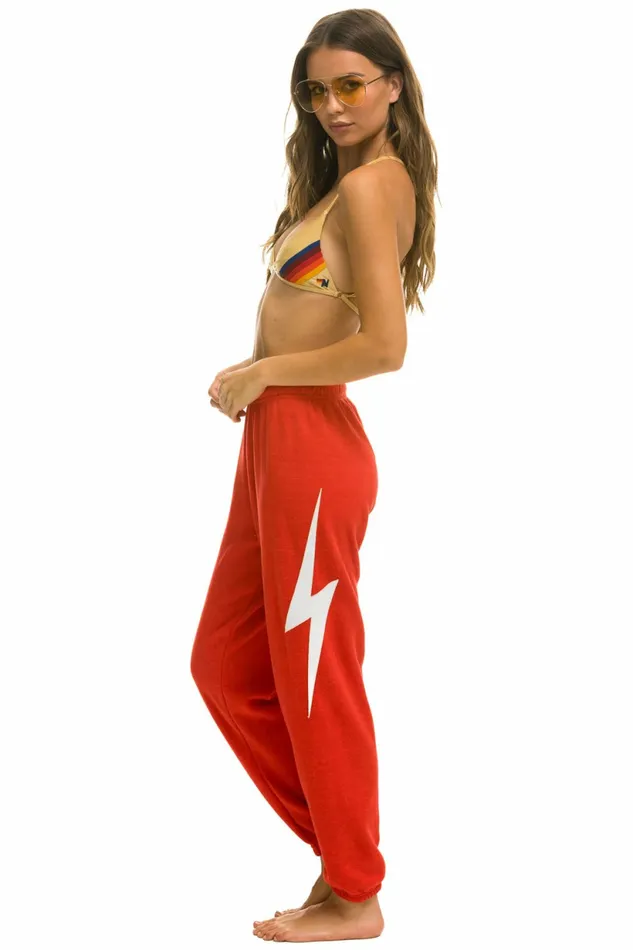 Women BOLT STITCH SWEATPANTS 8211 RED WHITE Aviator Nation Sweatpants
